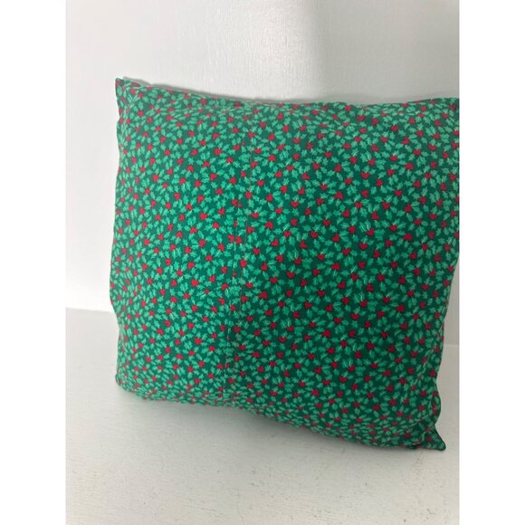 Handmade Cross Stitch Reindeer Christmas Pillow With Red & Green Holly Design 12 - Picture 7 of 7